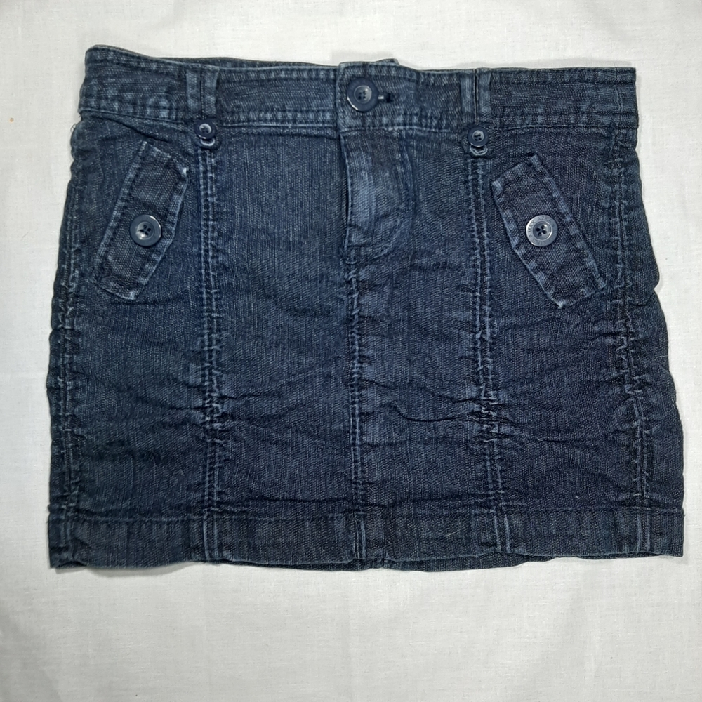 Scrunchy Dark Wash Denim Skirt Y2K 90s
